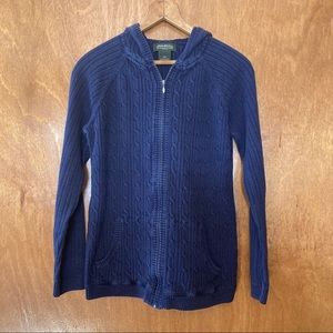 EDDIE BAUER Navy Zipper Sweater Hoodie - Size Medium
